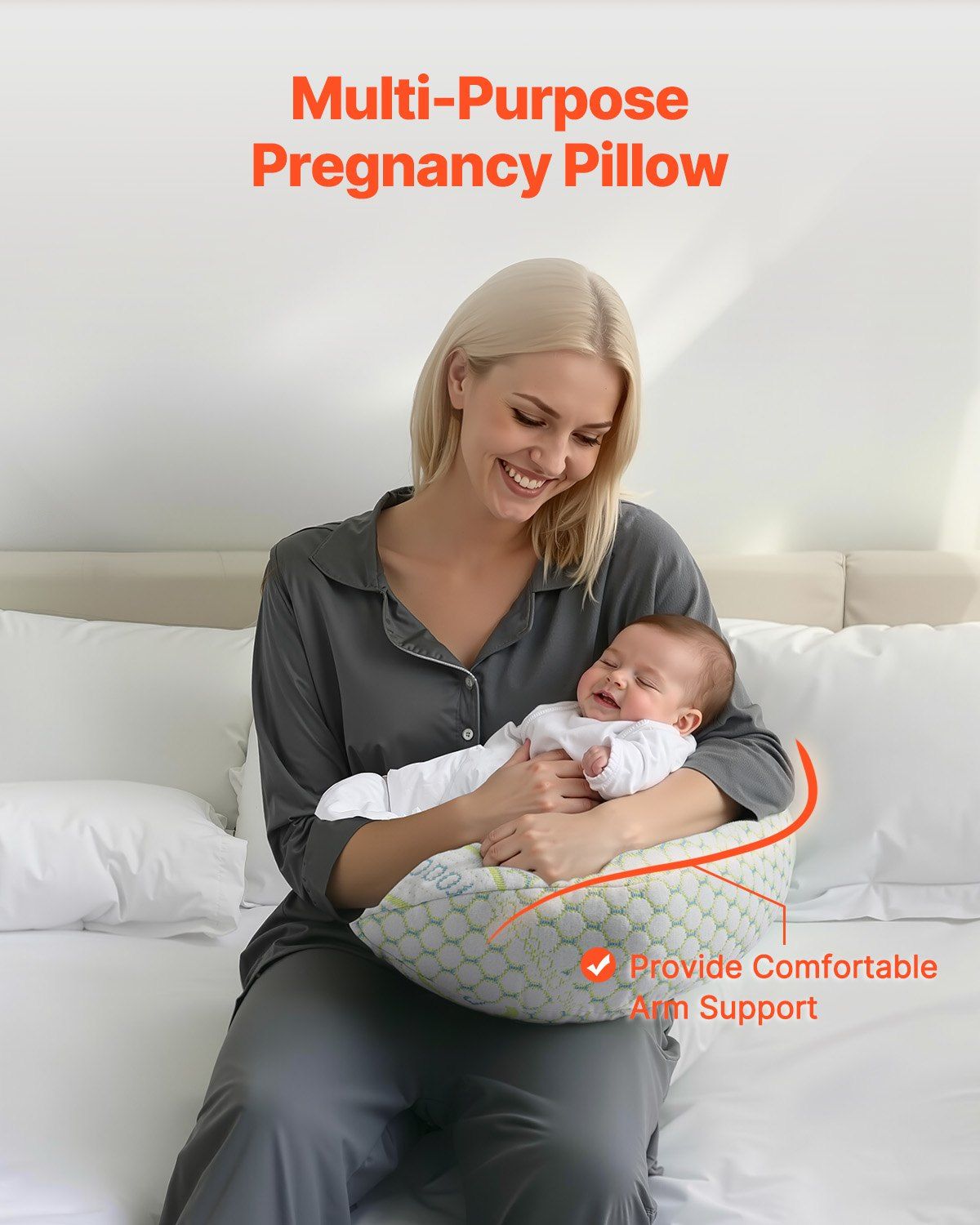 Pregnancy Wedge Pillow, W-Shaped Maternity Pillow for Pregnant Women, Soft and Breathable Pregnancy Pillow with Removable & Washable Cover for Back Belly Hips Support, Lightweight and Portable