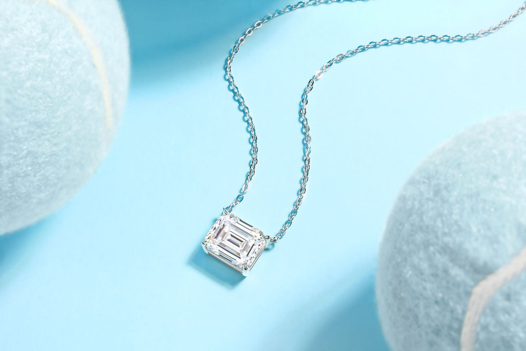 Mirage in the Mirror - A fashionable and trendy jewelry necklace pendant set with octagonal 9*11 Moissanite S925 sterling silver and platinum-plated diamond