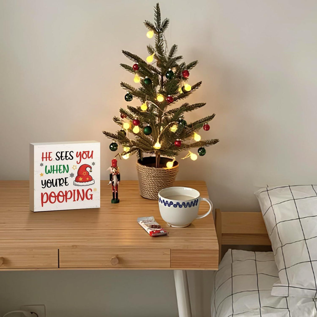 Christmas Decor Red Truck Christmas Wooden Box Signs Buffalo Plaid Christmas Decorations Christmas Decor for Home Office Bedroom Fireplace Car Tiered Tray Decor Christmas Gifts for Women 5x5