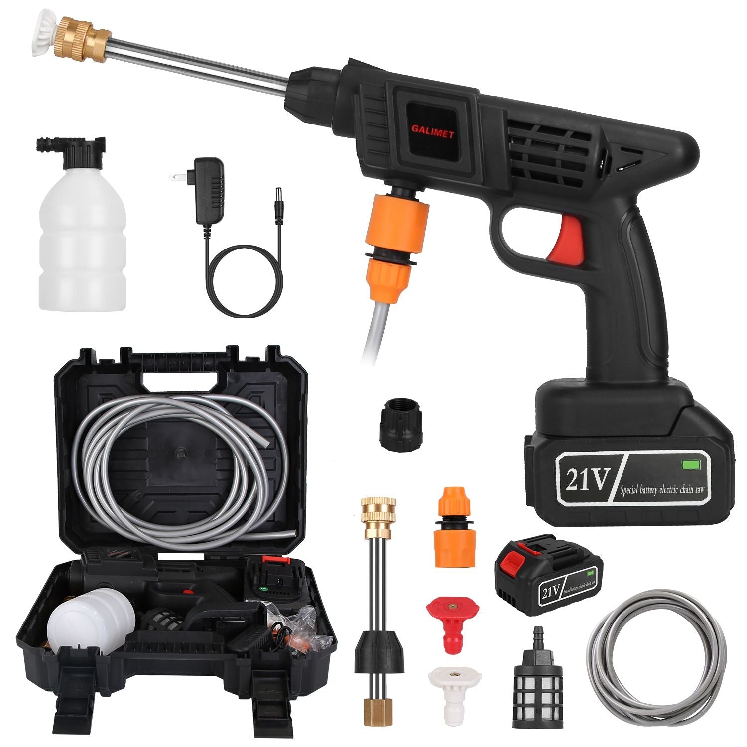 Cordless Pressure Washer Portable Electric Power Washer High Pressure Water Sprayer 363PSI Car Washer Cleaner with 12000mAh 21V Rechargeable Battery and Charger 2 Nozzles