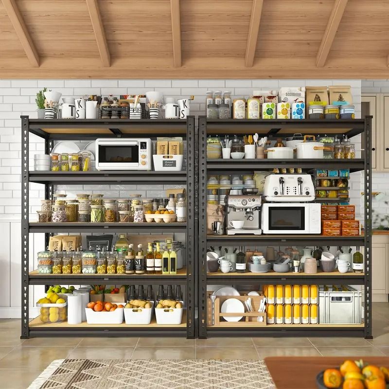 5-Tier Metal Garage Shelving Unit, Adjustable Storage Rack 35.5"W x 72"H x 15.8"D, Multi-Purpose Organizer for Garage, Basement, Utility Room, and Storage Spaces