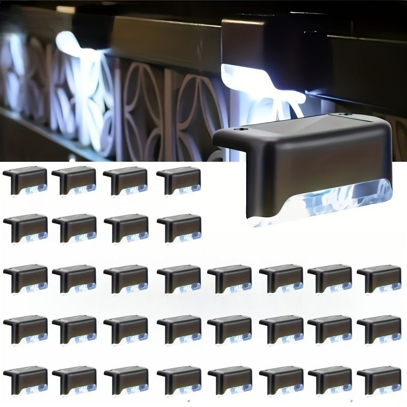 8/16/32 solar outdoor deck lights, garden lights, atmosphere lights, LED walk lights, light source control, suitable for balconies, terraces, stair fences, courtyards, gardens, villas, driveways.