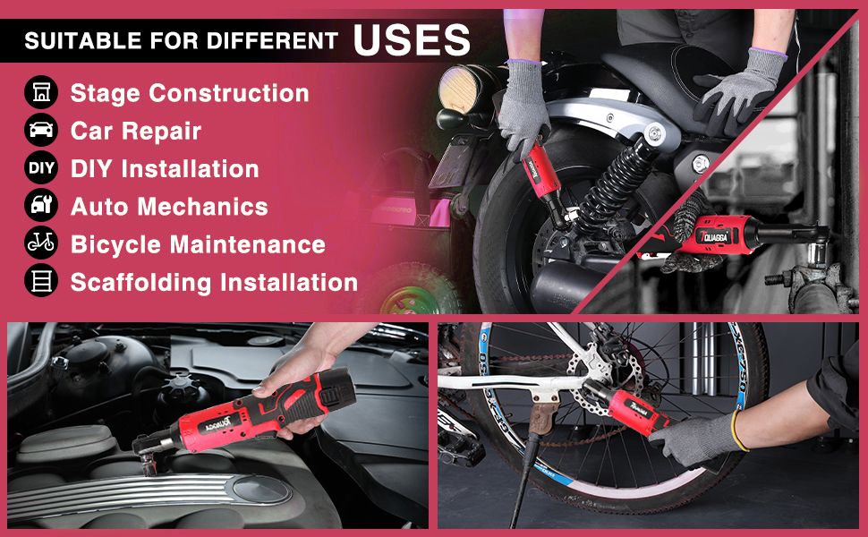 3/8" Cordless Electric Ratchet Wrench Set, 12V Power Ratchet Tool Kit With 2 Packs 2000mAh Battery And Charger, 45 FT-LBS Battery Powered Wrench with Infinitely Variable Speeds