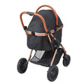 Pet Stroller - 4 Wheels Dog Stroller Rotate with Brakes, 66 lbs Weight Capacity, Puppy Stroller with Detachable Carrier, Storage Basket and Pet Pad, for Small to Medium Sized Dogs, Black