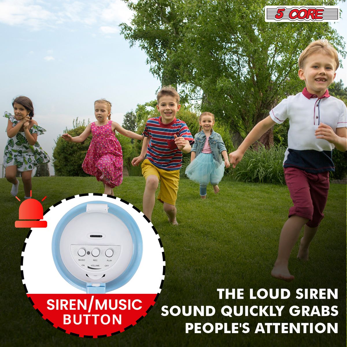 5Core Megaphone 15W Bull Horn Kids PA Speaker w 400 Yards Range Siren Lightweight Loud Mini Megafono