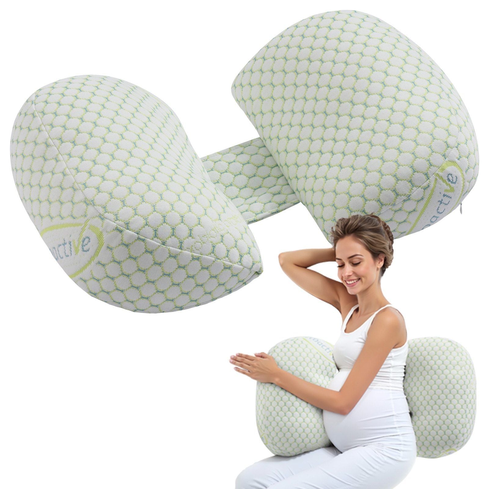 Pregnancy Wedge Pillow, W-Shaped Maternity Pillow for Pregnant Women, Soft and Breathable Pregnancy Pillow with Removable & Washable Cover for Back Belly Hips Support, Lightweight and Portable