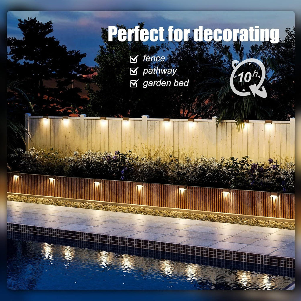 8/16/32 solar outdoor deck lights, garden lights, atmosphere lights, LED walk lights, light source control, suitable for balconies, terraces, stair fences, courtyards, gardens, villas, driveways.
