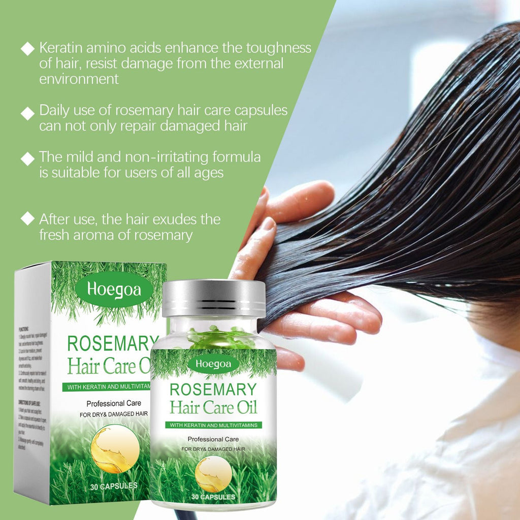 Hoegoa Rosemary Hair Care Capsules - Hair Care Capsules for Nourishment, Smoothing, Repairing Frizzy Hair, and Rosemary Capsules