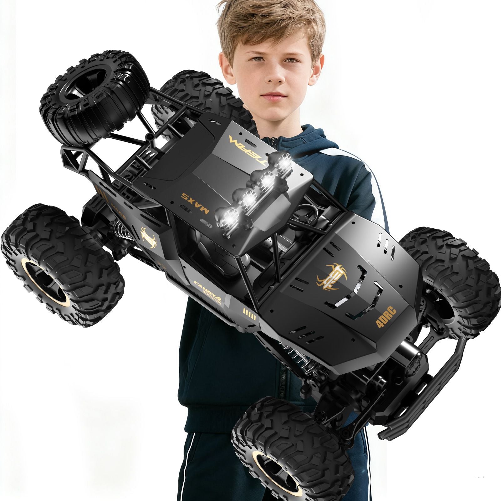 2025 RC 37cm 1:12 4WD Large Remote Control Cars Rock Crawler Monster Truck with 2 Battery ,Kids Toys Gifts