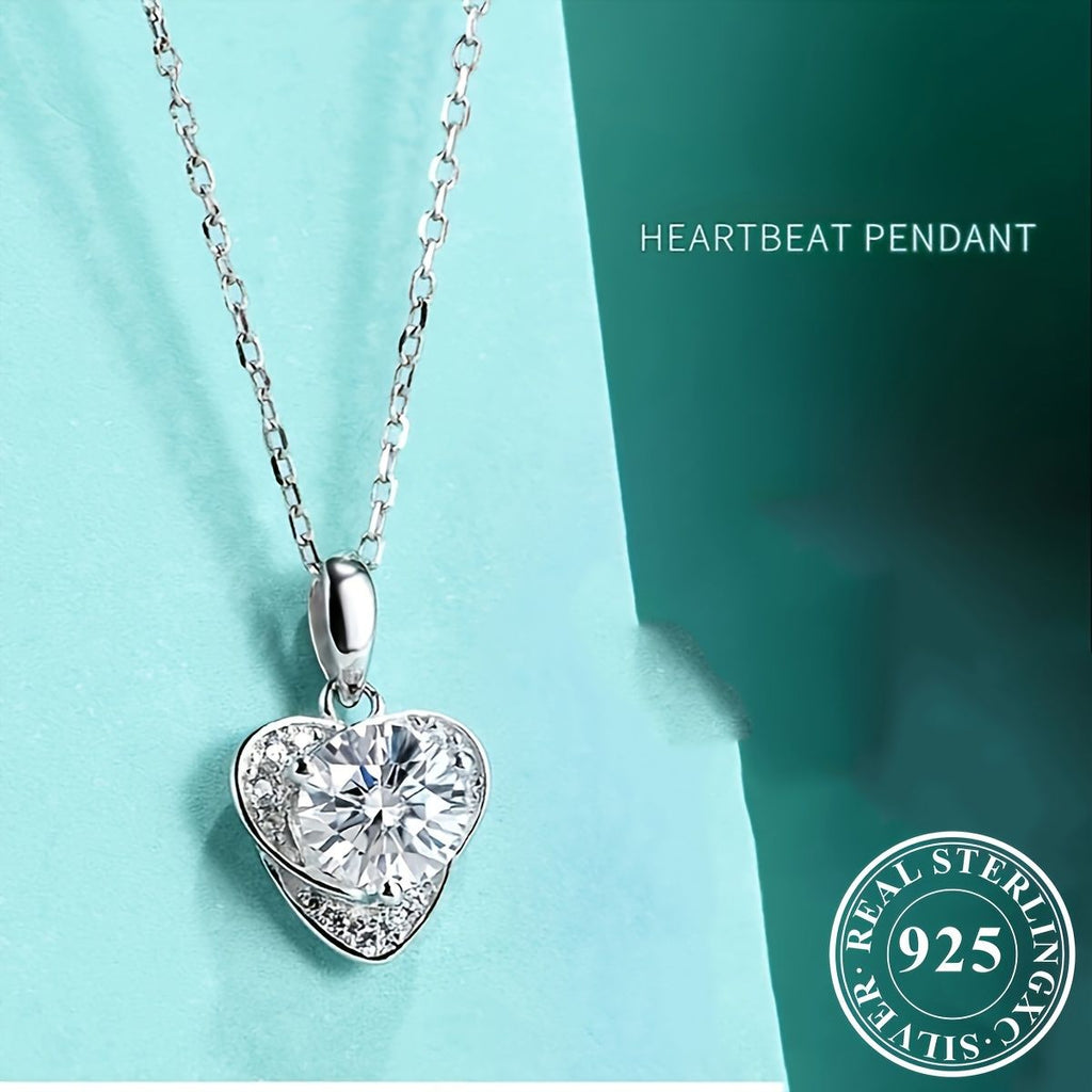 1 piece heart necklace 925 silver moissanite diamond