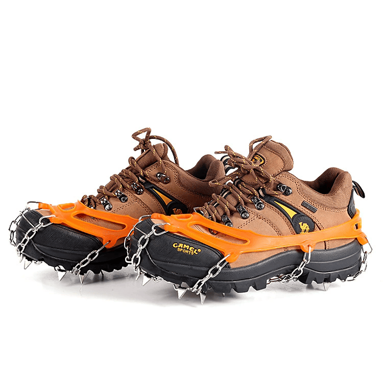 1 pair Outdoor ice claw anti slip shoe cover hiking shoe nail chain stainless steel anti slip snow climbing anti fall shoe nail chain