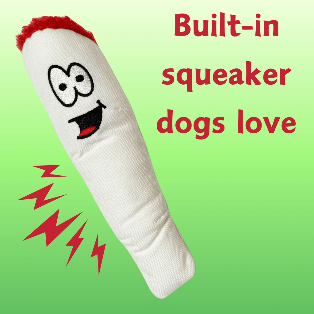 My Name is Jay, Cute Stuffed Parody Joint Dog Toy, Funny Squeaky Weed Toy, Cool Plush Novelty 420 Gift for Pets & Their Owners, Sized for Puppies & Small, Medium & Large Breeds, Fetch & a Photo Prop