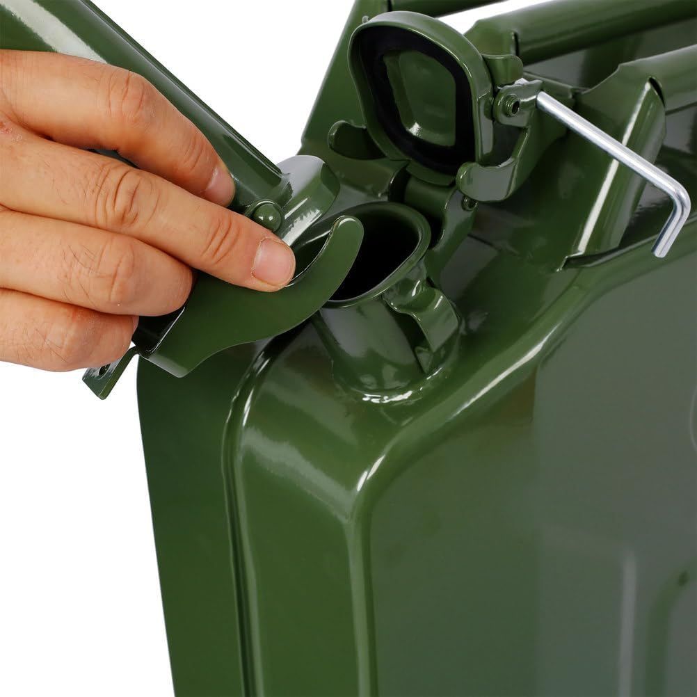 5 Gallon Jerry Fuel Can with Flexible Spout, Portable Jerry Cans Fuel Tank Steel Fuel Can, Fuels Gasoline for Cars, Trucks, Green