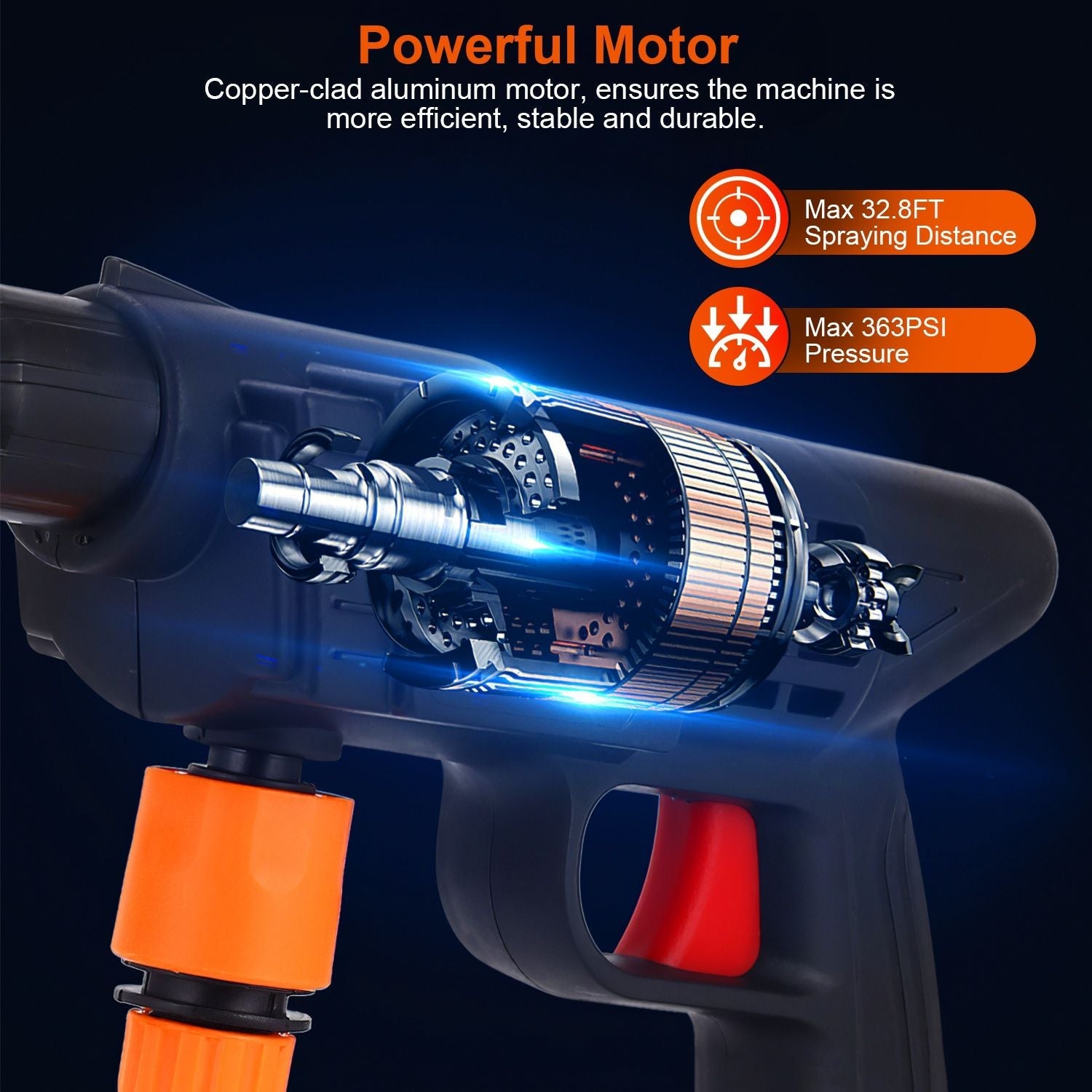 Cordless Pressure Washer Portable Electric Power Washer High Pressure Water Sprayer 363PSI Car Washer Cleaner with 12000mAh 21V Rechargeable Battery and Charger 2 Nozzles