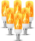 Fire Effect T6 T8 E12 LED Fire Candle Light Bulb Flame Flicker Tube Base Shape Novelty Lighting B11 Torch Bulbs 12mm Diameter Fitting, 100MM / 4.00" Total Length 120V 240V ST15 MED g16 ja8 cfl 6 Pack