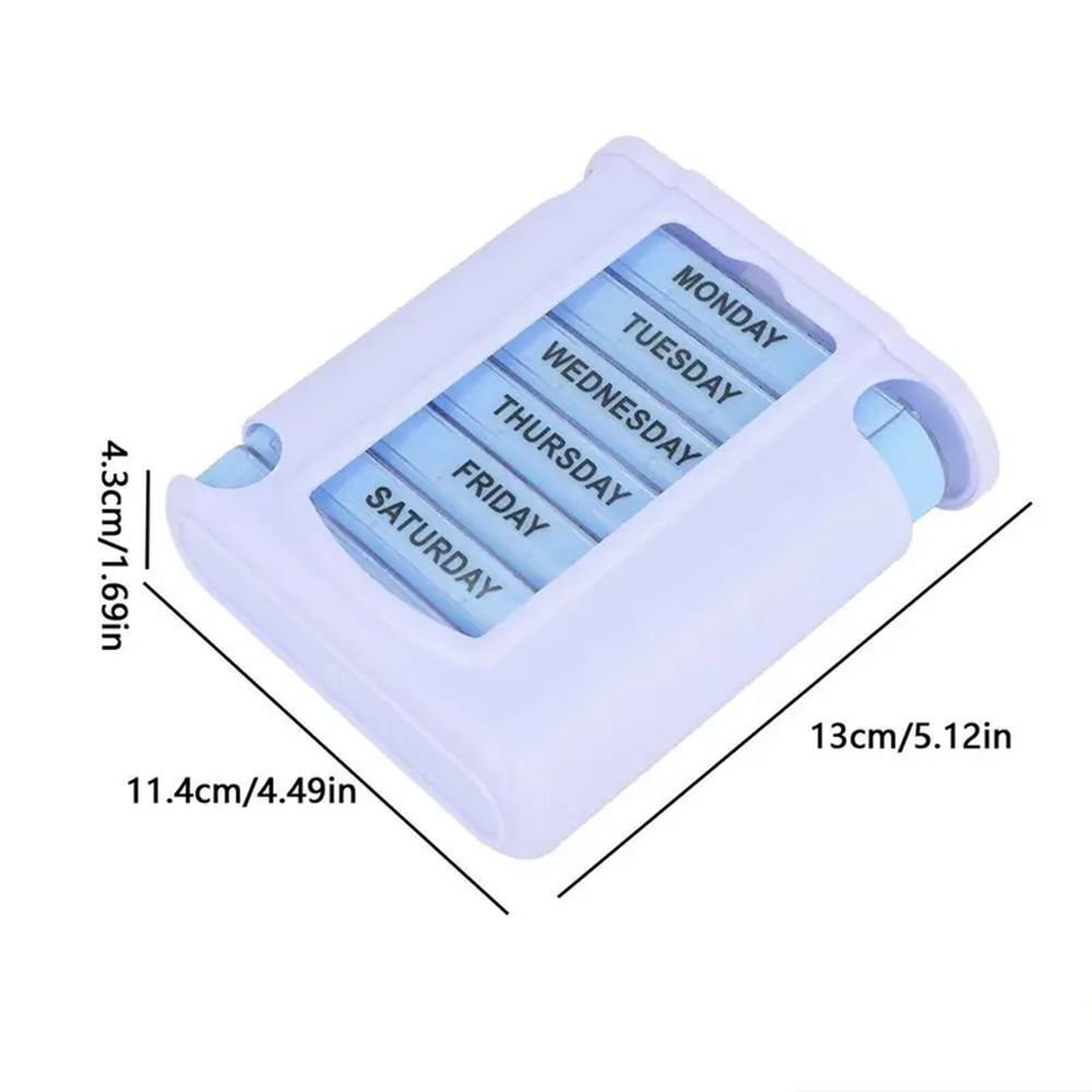 Weekly Pill Organizer with 28 Compartments - Detachable, Sealed Medicine Storage Box for Pills & Candy - White/Blue