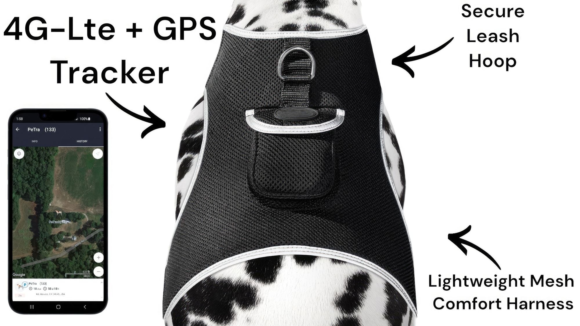 Waterproof GPS Tracker Dog Cat Rechargeable Locator with Battery Alert Size:L