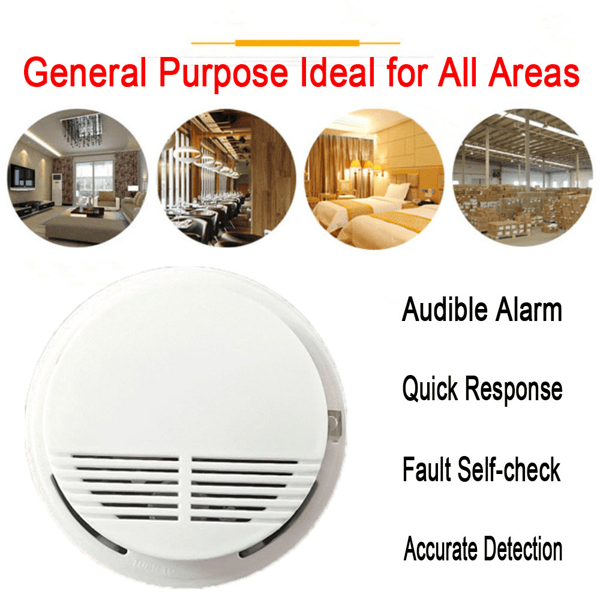 Smoke Alarm Detector Home Fire Safety Sensor Alert Battery Included (Logistics only For USPS.TK/TMEU only For self-pickup)
