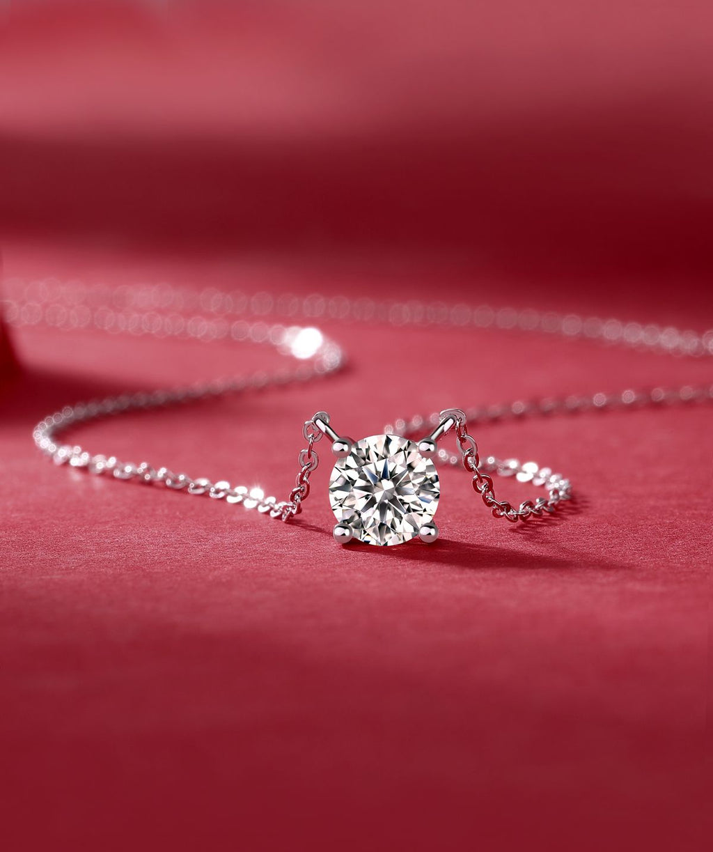 My Heart Will Last Forever - A fashionable and trendy jewelry necklace pendant set with 1-carat and 2-carat Moissanite S925 sterling silver