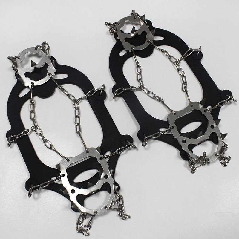 1 pair Outdoor ice claw anti slip shoe cover hiking shoe nail chain stainless steel anti slip snow climbing anti fall shoe nail chain