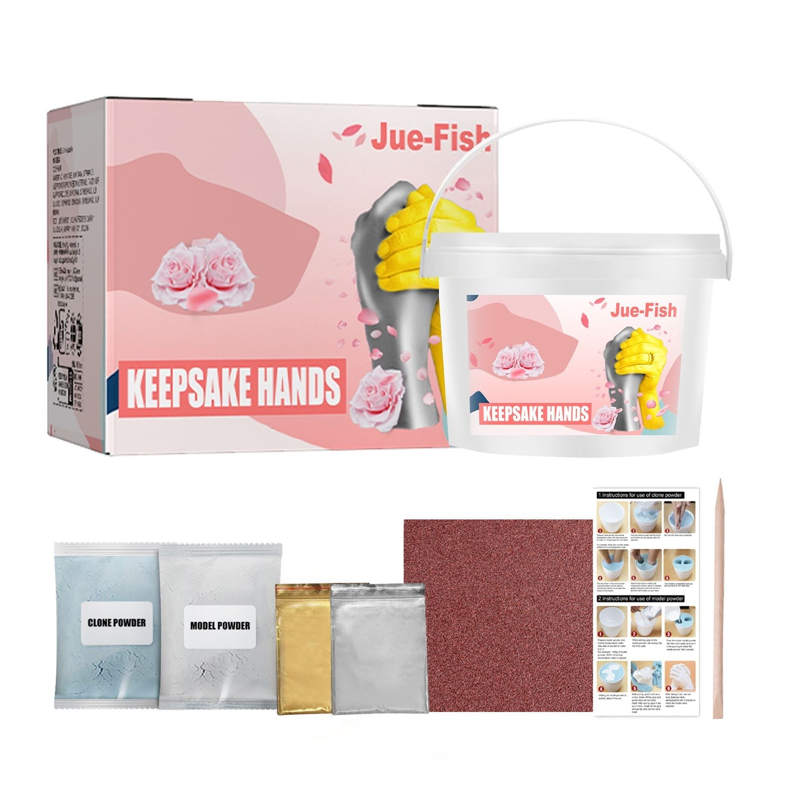 Jue Fish 3D Hand Mold DIY Clone Powder Mold Making Mother's Day Valentine's Day Festival Gift