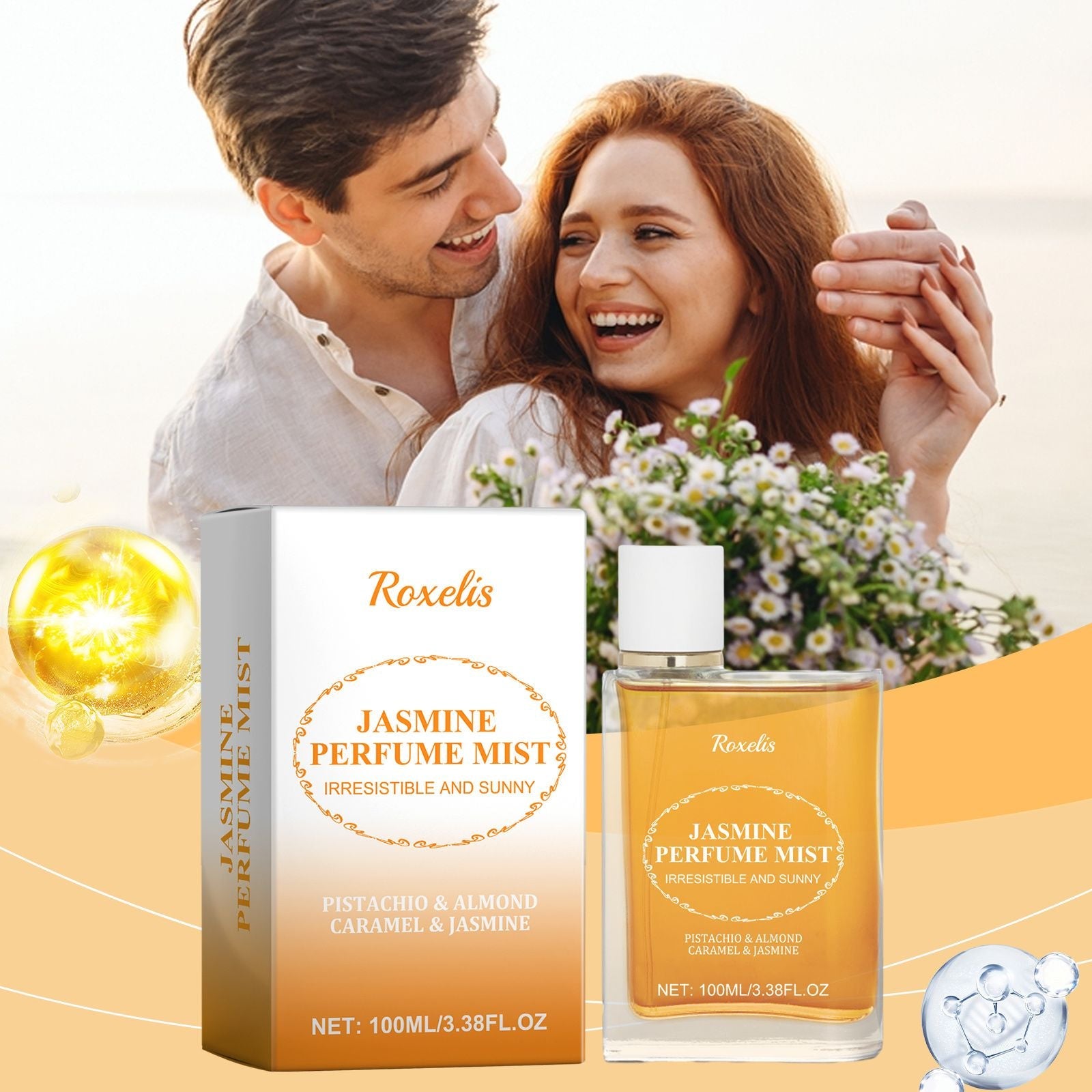 Roxelis Scented Brazilian Perfume for Women - Fresh and Natural Jasmine Floral Woody Fragrance Persistent Scent
