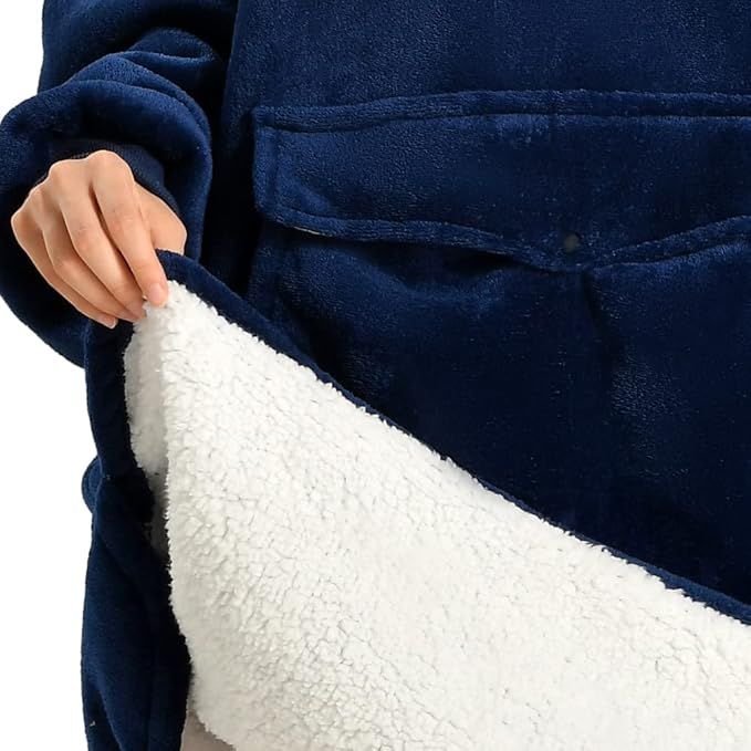 Krifey Wearable Blanket Hoodie, Oversized Sherpa Hooded as Birthday Gifts Christmas Gifts for Mom Women Girlfriend Men, Cozy Sweatshirt with Giant Pocket