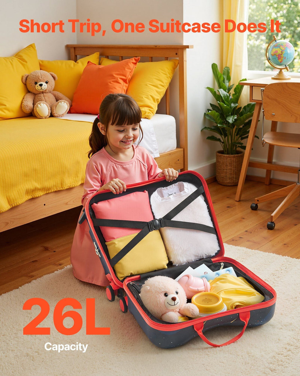 Ride-on Luggage 18-inch Lightweight Kids Scooter Suitcase with Wheels