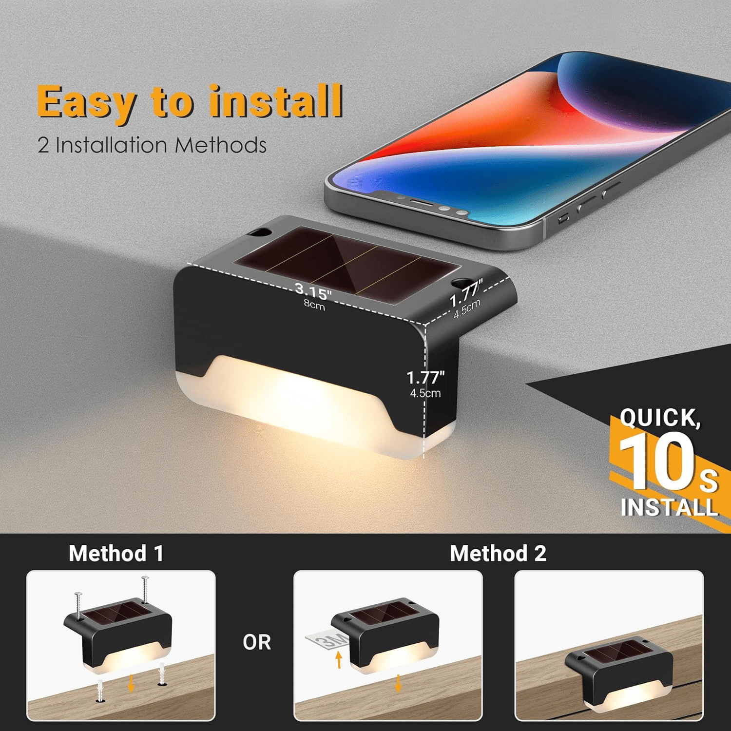 8/16/32 solar outdoor deck lights, garden lights, atmosphere lights, LED walk lights, light source control, suitable for balconies, terraces, stair fences, courtyards, gardens, villas, driveways.