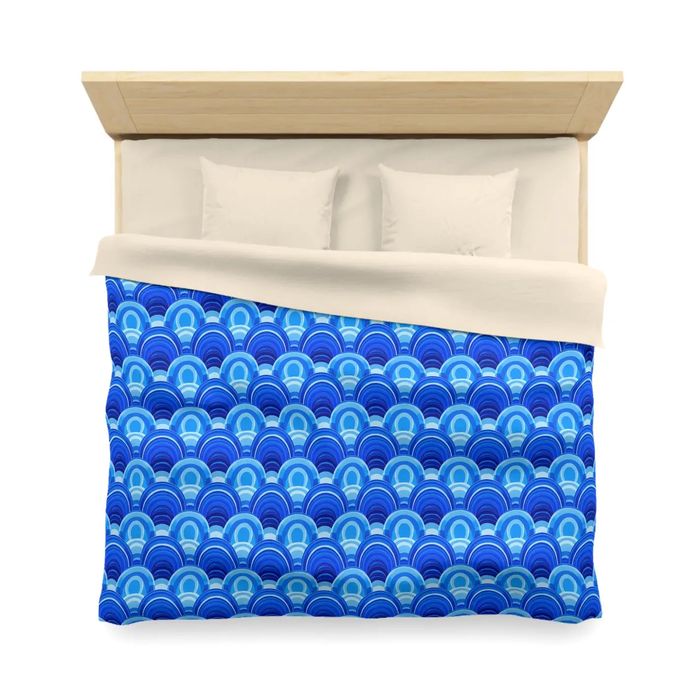 Blue Retro Wave Duvet Cover - Microfiber Fabric Pattern - DipaliZ