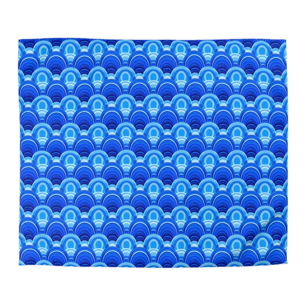 Blue Retro Wave Duvet Cover - Microfiber Fabric Pattern - DipaliZ