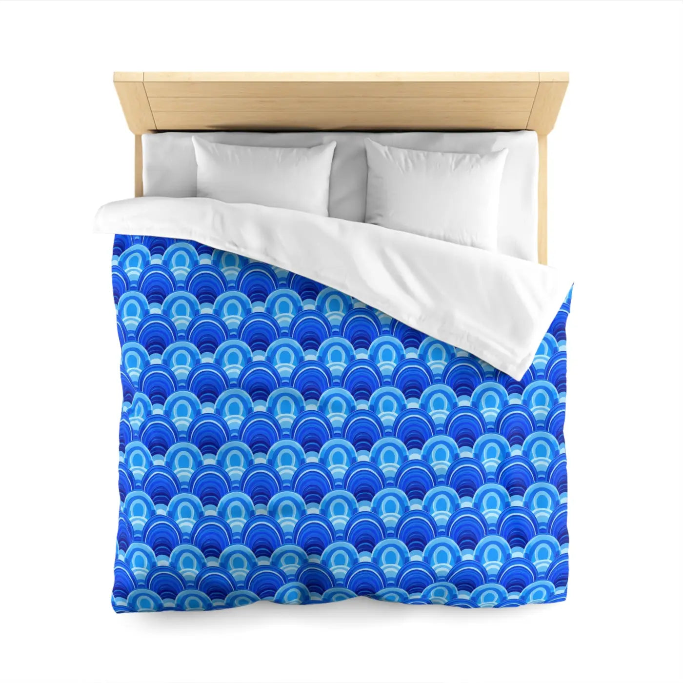 Blue Retro Wave Duvet Cover - Microfiber Fabric Pattern - DipaliZ