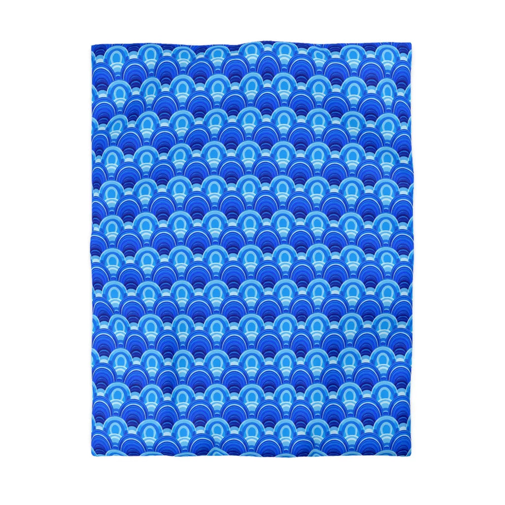 Blue Retro Wave Duvet Cover - Microfiber Fabric Pattern - DipaliZ