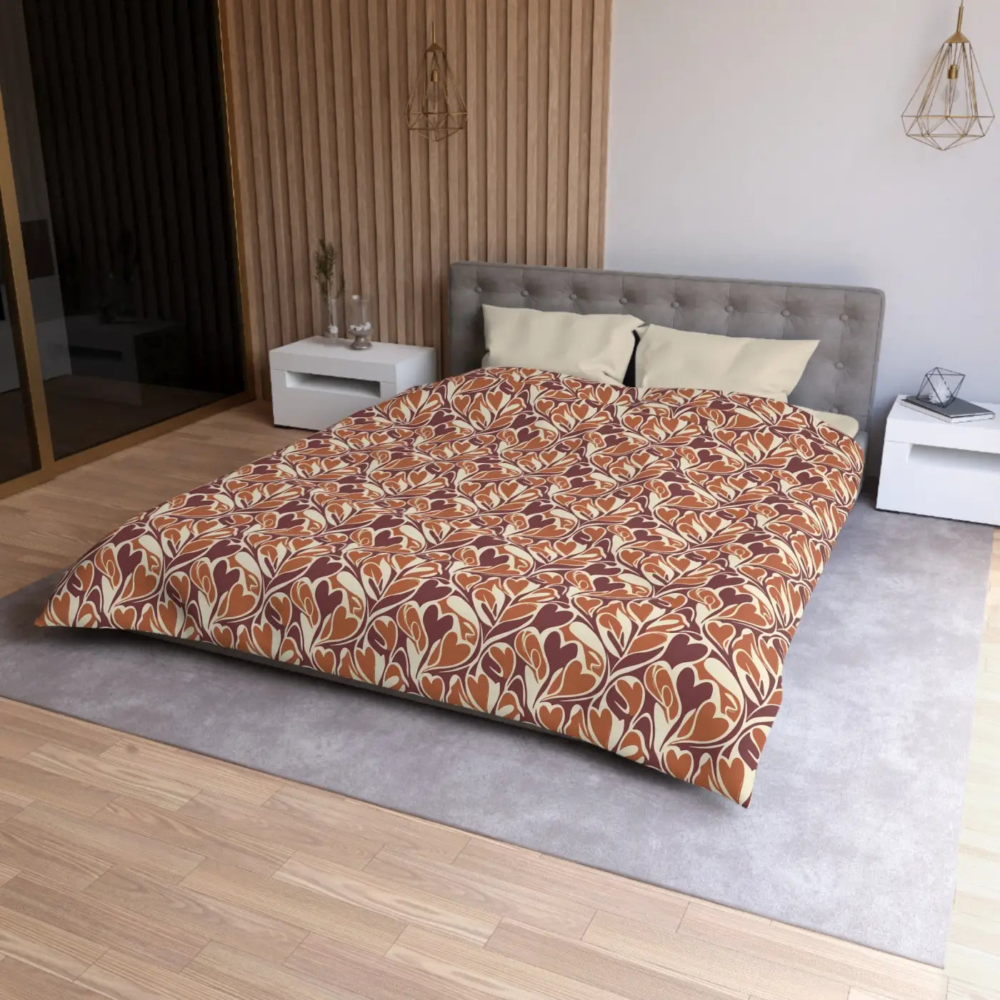 Warm Autumn Leaf Duvet Cover - Hand-Drawn Botanical - DipaliZ