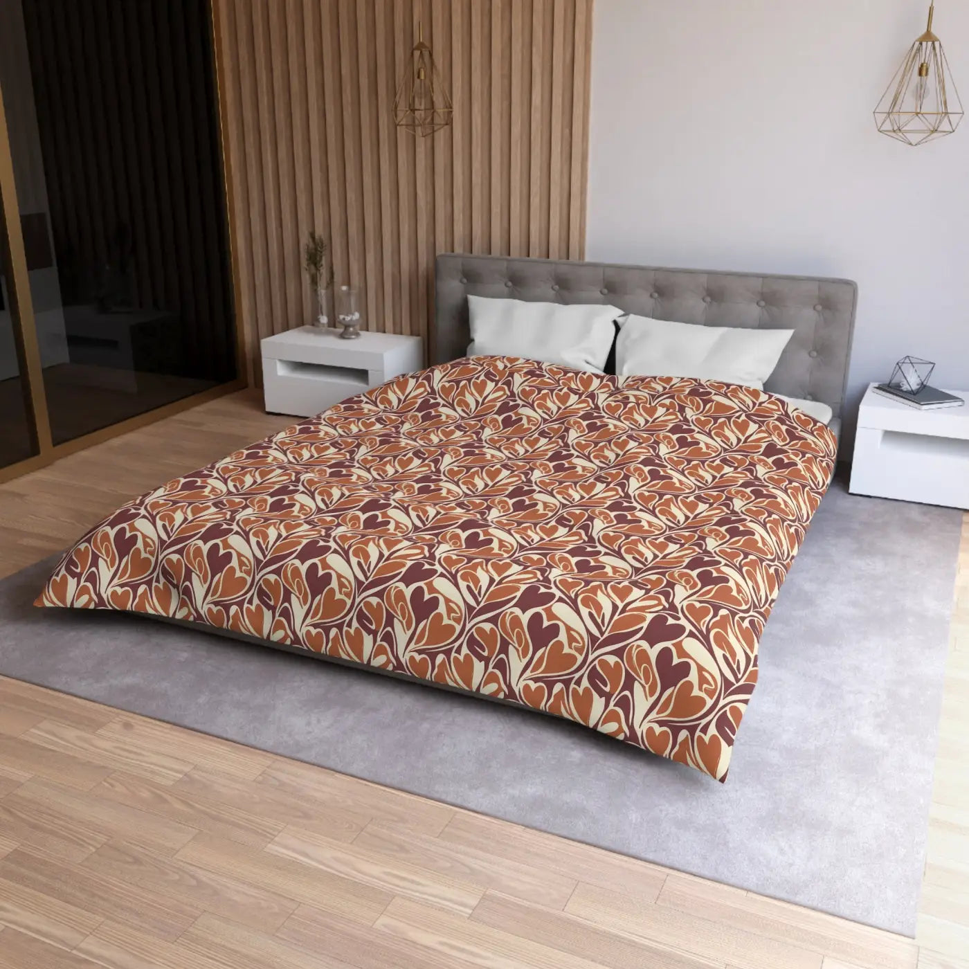 Warm Autumn Leaf Duvet Cover - Hand-Drawn Botanical - DipaliZ