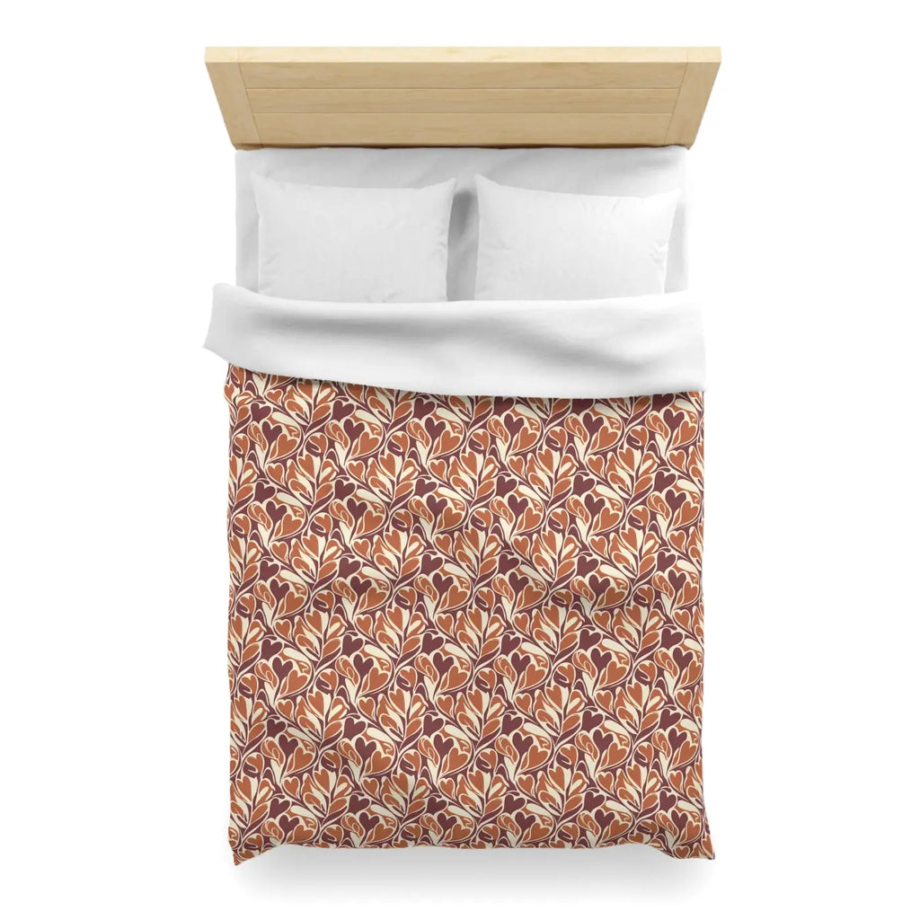 Warm Autumn Leaf Duvet Cover - Hand-Drawn Botanical - DipaliZ