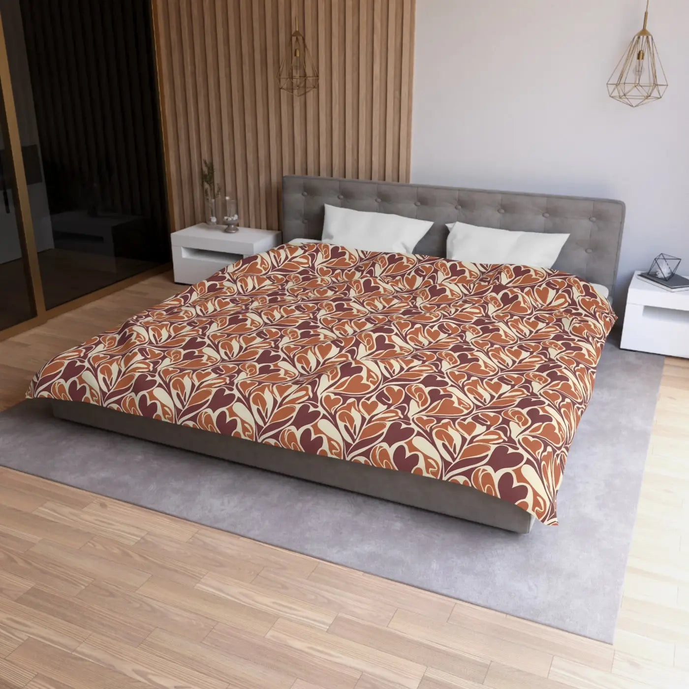 Warm Autumn Leaf Duvet Cover - Hand-Drawn Botanical - DipaliZ