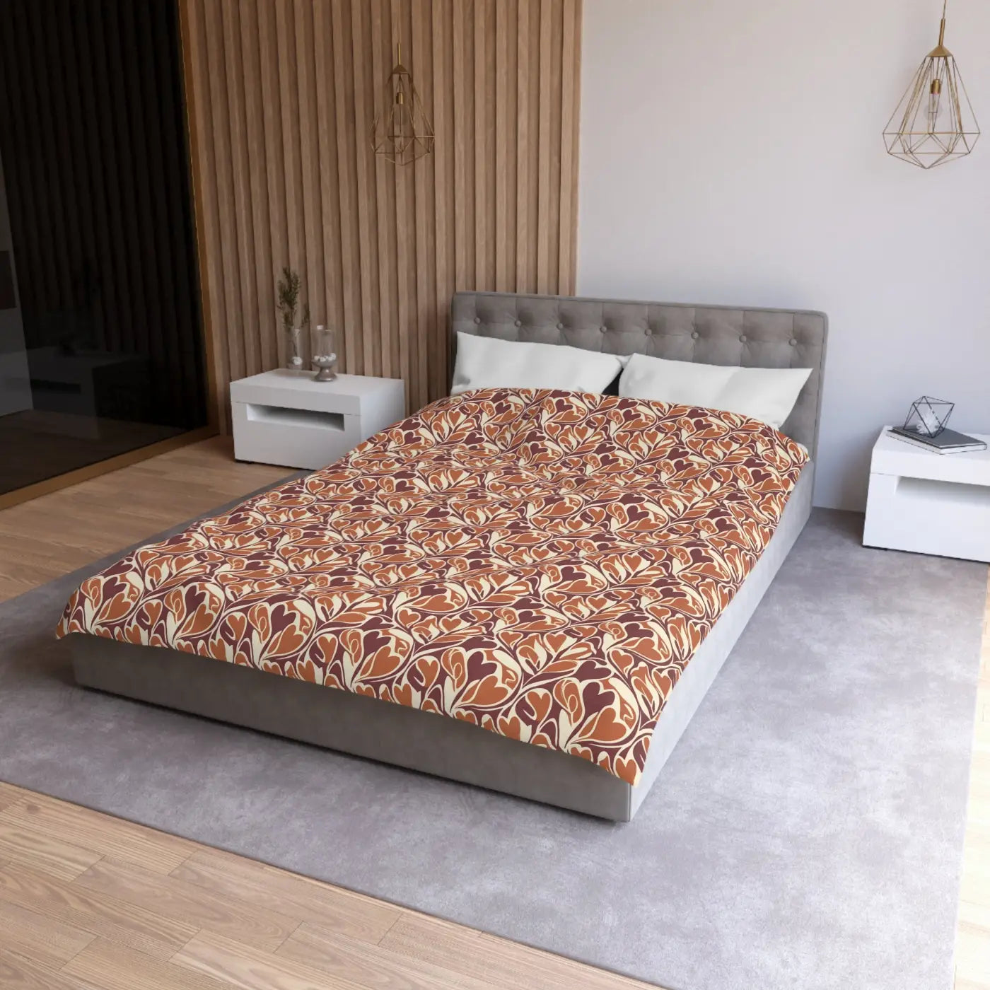 Warm Autumn Leaf Duvet Cover - Hand-Drawn Botanical - DipaliZ
