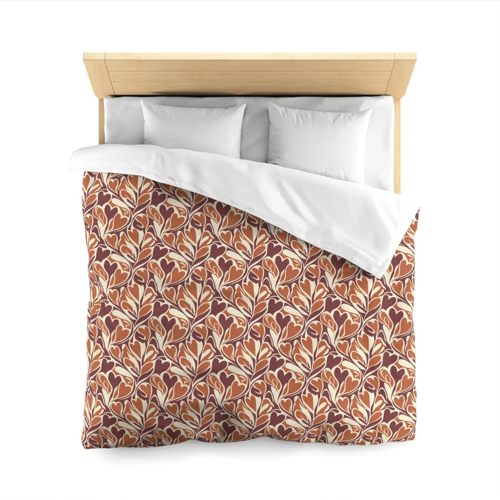 Warm Autumn Leaf Duvet Cover - Hand-Drawn Botanical - DipaliZ