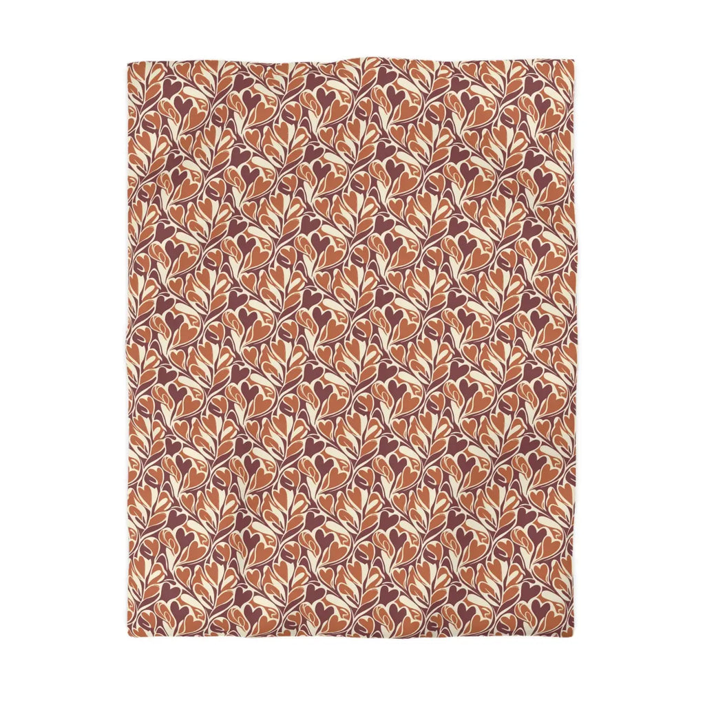 Warm Autumn Leaf Duvet Cover - Hand-Drawn Botanical - DipaliZ