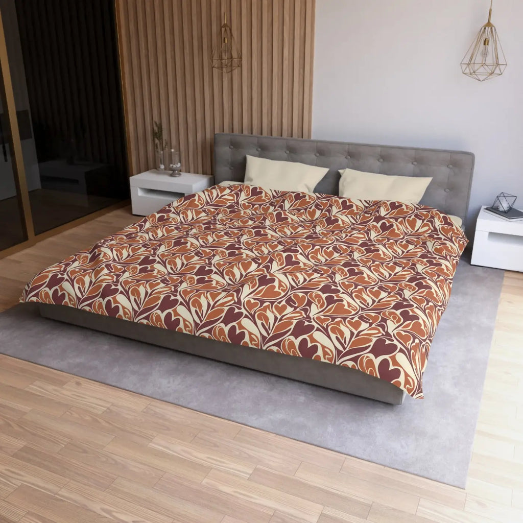 Warm Autumn Leaf Duvet Cover - Hand-Drawn Botanical - DipaliZ