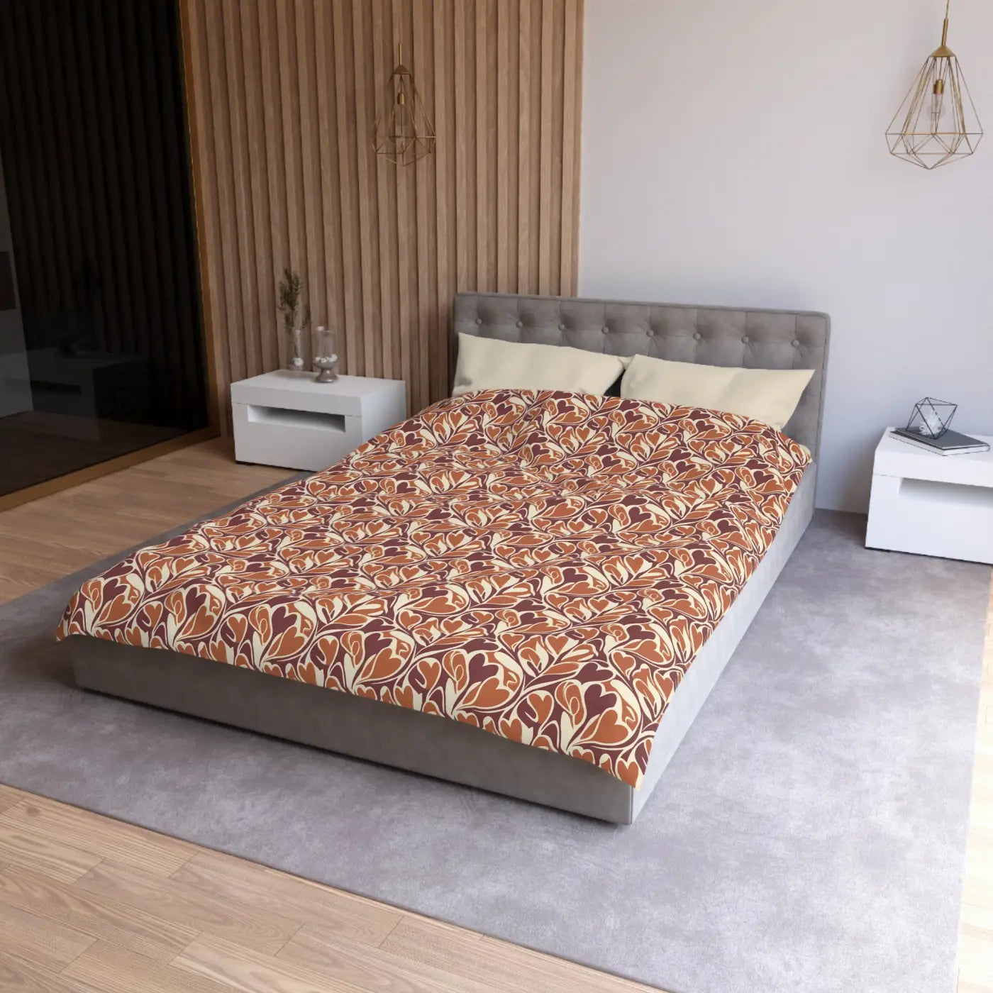 Warm Autumn Leaf Duvet Cover - Hand-Drawn Botanical - DipaliZ