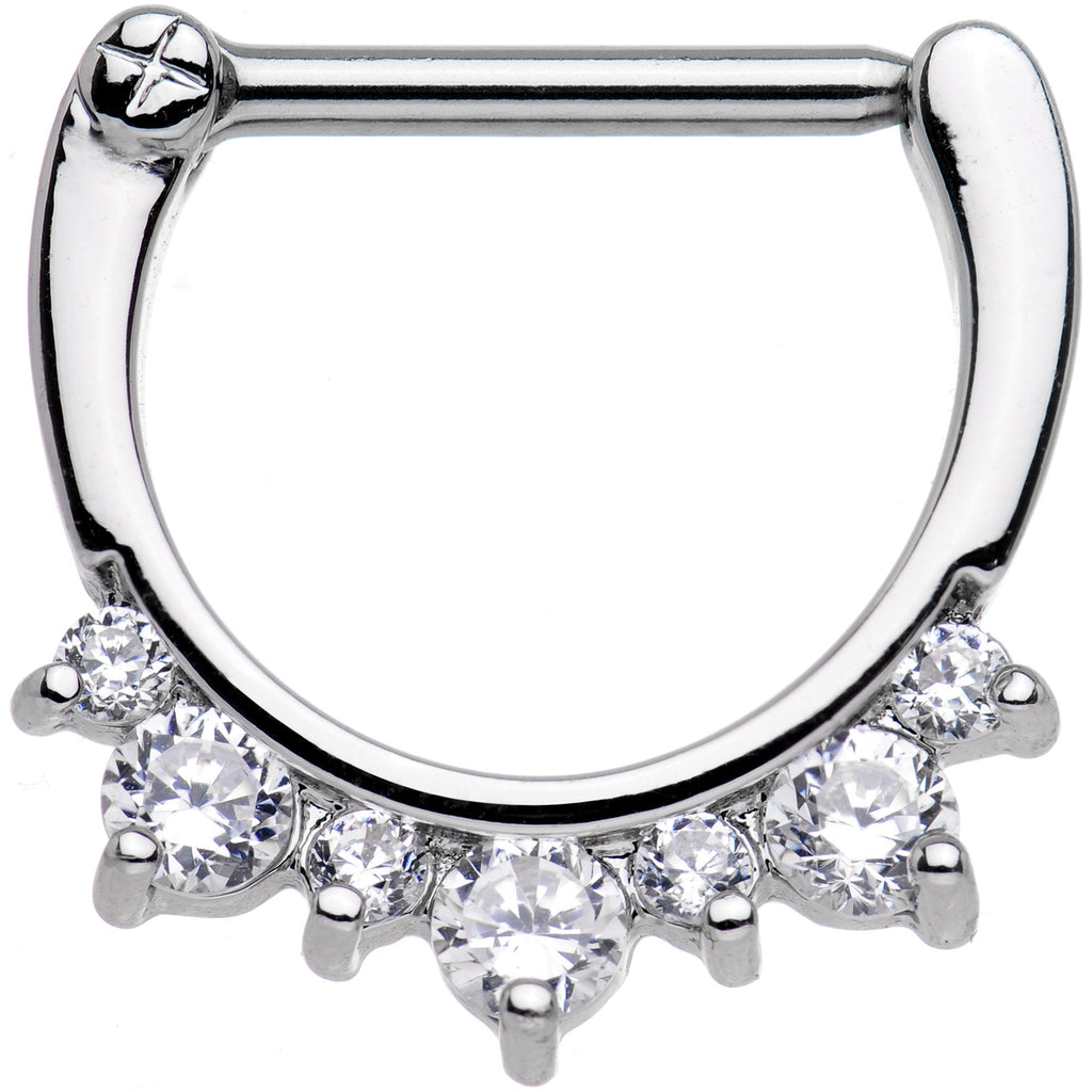 14G 1/2 Clear Gem Septet Nipple Clicker Set