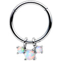 16G 3/8 White Synthetic Opal Bunch Hinged Segment Ring