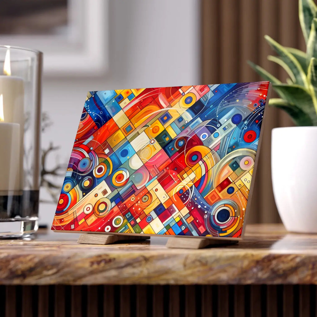 Dynamic Vibrant Abstract Ceramic Photo Tile - Wall Art - DipaliZ
