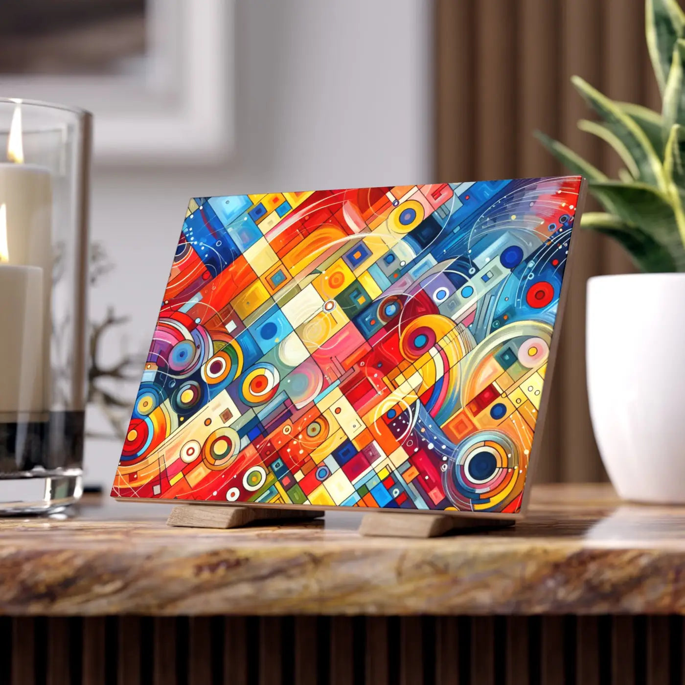 Dynamic Vibrant Abstract Ceramic Photo Tile - Wall Art - DipaliZ