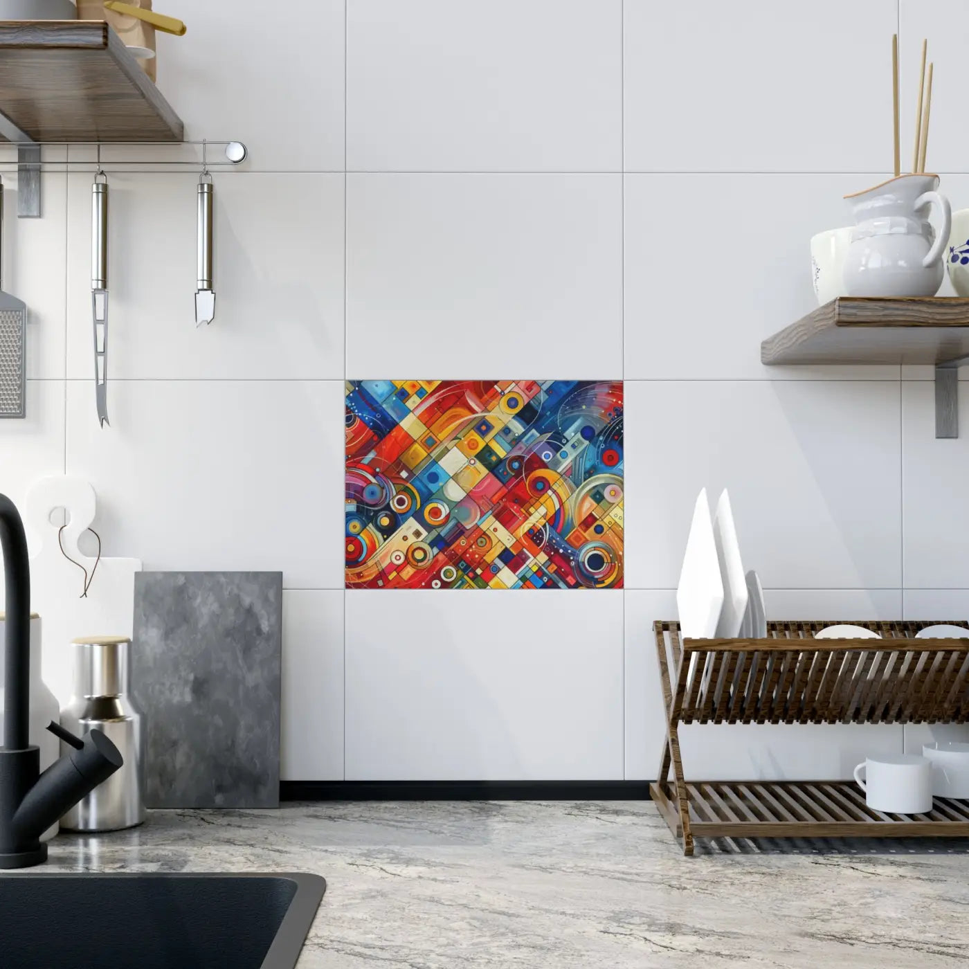 Dynamic Vibrant Abstract Ceramic Photo Tile - Wall Art - DipaliZ