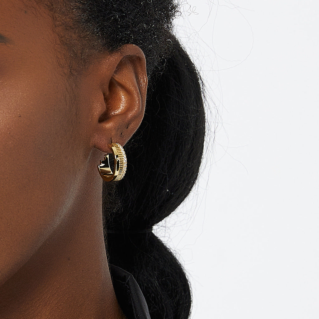 Golden Zircon Gear Personalized Earrings