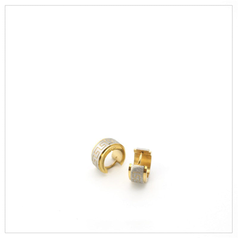 Wide Face Great Wall Pattern Earrings Personalized Simple Design