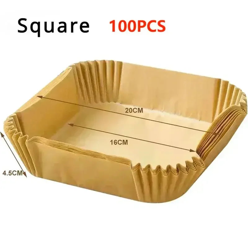 23CM Air Fryer Disposable Baking Paper Liner Non-Stick Mat Steamer Square Round Parchment for Microwave Oven Kitchen Cookers